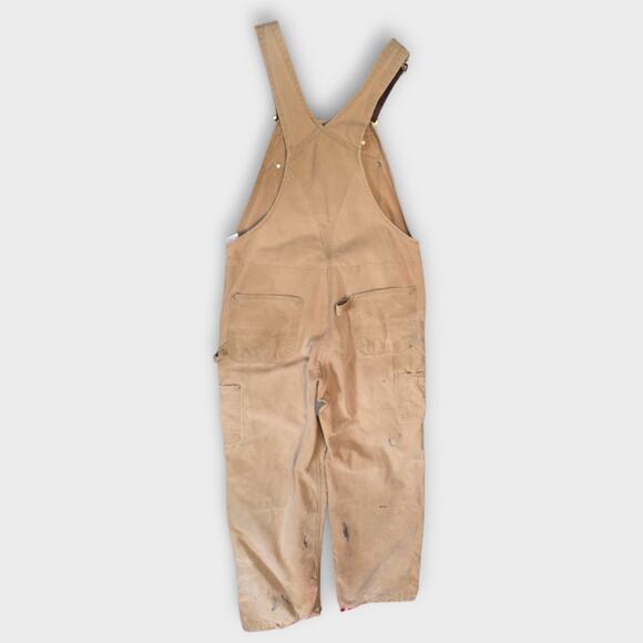 Vintage Carhartt Overalls Mens Sz 36 X 32 Tan Duck Bib Thrashed Grunge Union USA - Picture 4 of 13